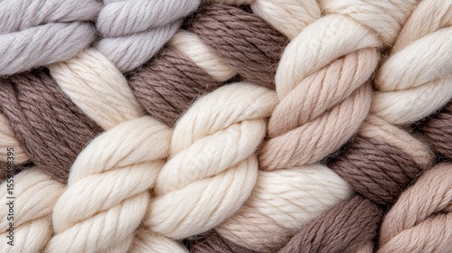Soft Textured Braided Yarn in Neutral Tones for Crafting Projects
