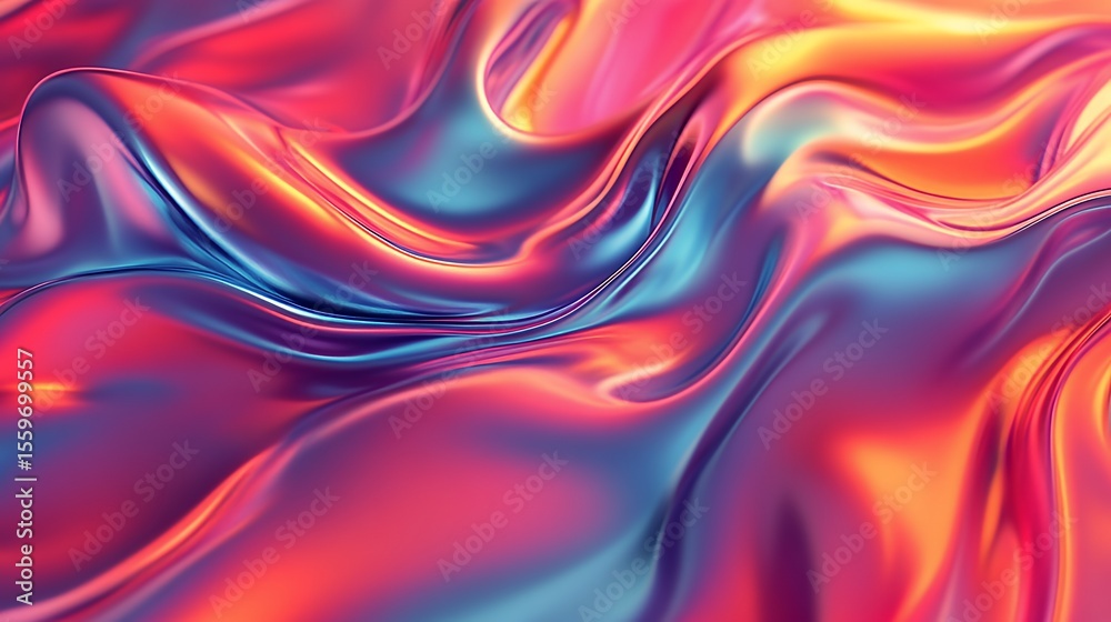 Fototapeta premium Abstract Fluid Swirls of Vibrant Pink Orange and Blue Hues