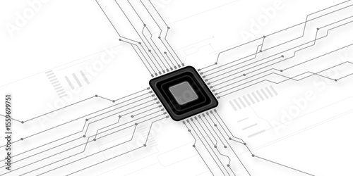Abstract white gray digital technology futuristic circuit board background design. Technology dots lines connect network background.	