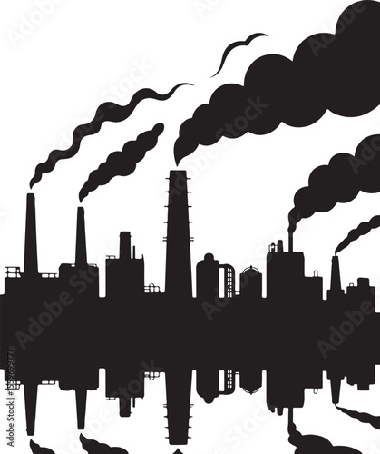 Factory Pollution Scene Vector Set

