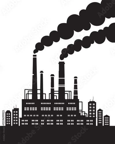 Factory Pollution Scene Vector Set

