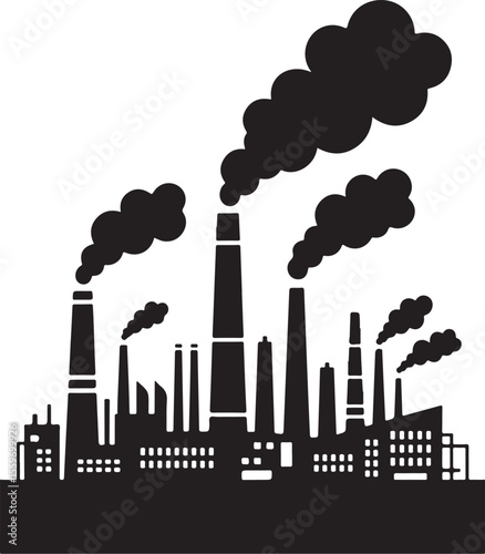 Industrial Skyline Silhouette with Smoke


