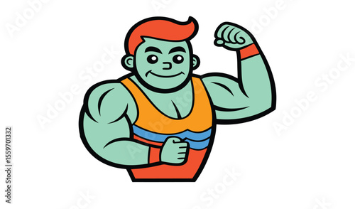 Cartoon strongman flexing muscles illustration