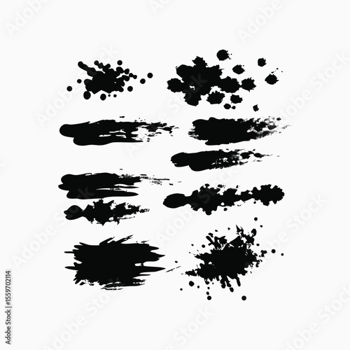 ink brush strokes and splats 