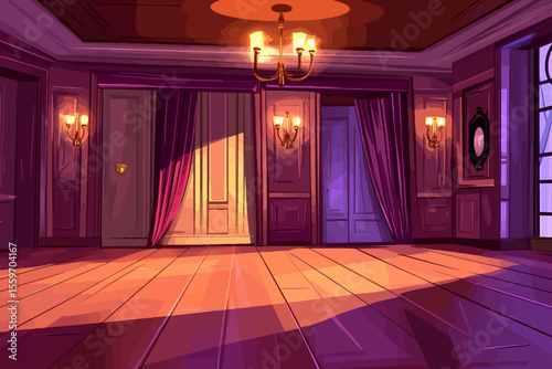 interior of a room with a carpet