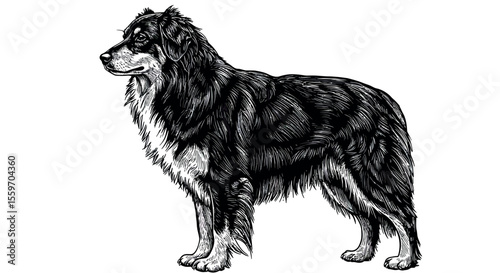 Detailed dog illustration design for posters in hand drawn vector style
