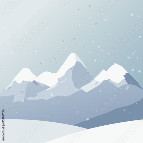 Winter Snow Mountain Landscape Illustrations in Minimalist and Gradient Style