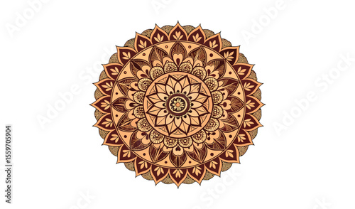 Ornate brown and orange mandala design element