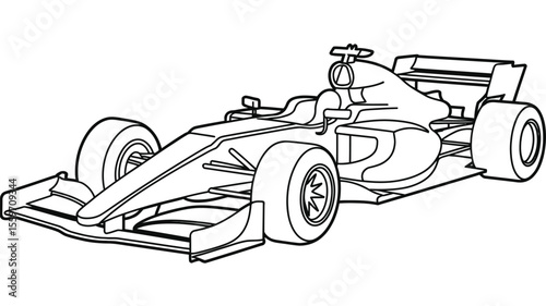 Formula One Racing Car Outline for Coloring or Educational Purposes