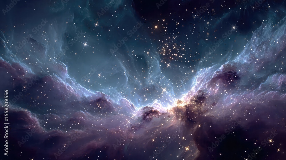 Fototapeta premium Celestial magic and the stars glowing with cosmic brilliance, mystical constellations influencing enchanted forces, fantasy realms shaped by the divine energy of heavenly bodies.