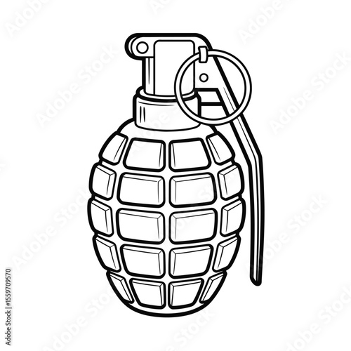 Black and White Illustration of a Hand Grenade