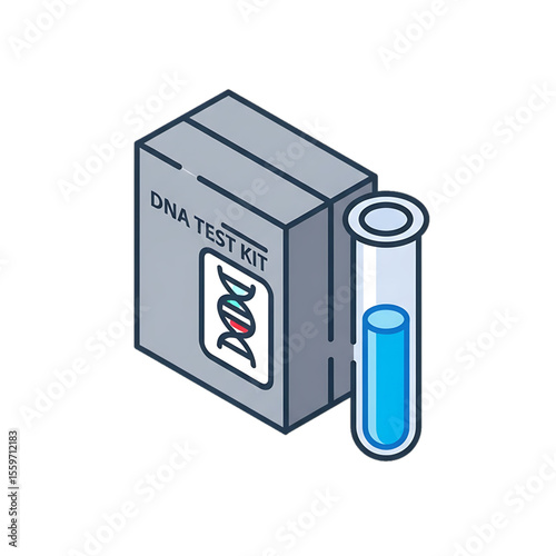 DNA test kit with test tube for genetic analysis.