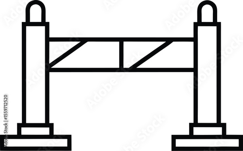Simple line drawing of a barrier gate with diagonal supports isolated on white background