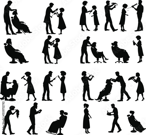 Hairdresser Silhouette Vector Collection