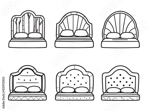minimalist modern headboard line art design illustration