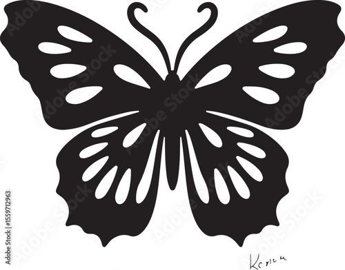 Detailed Black Butterfly Silhouette - Nature Insect Vector