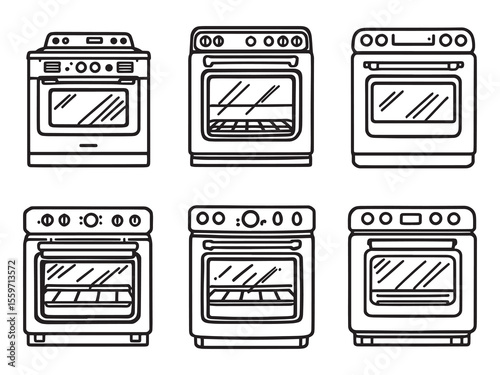minimalist oven appliance line art vector kitchen equipment icon