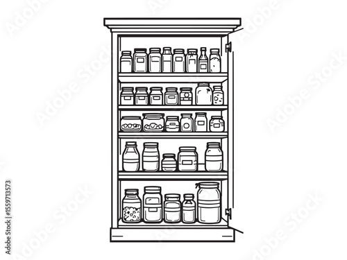 minimalist pantry cabinet line art vector clipart image