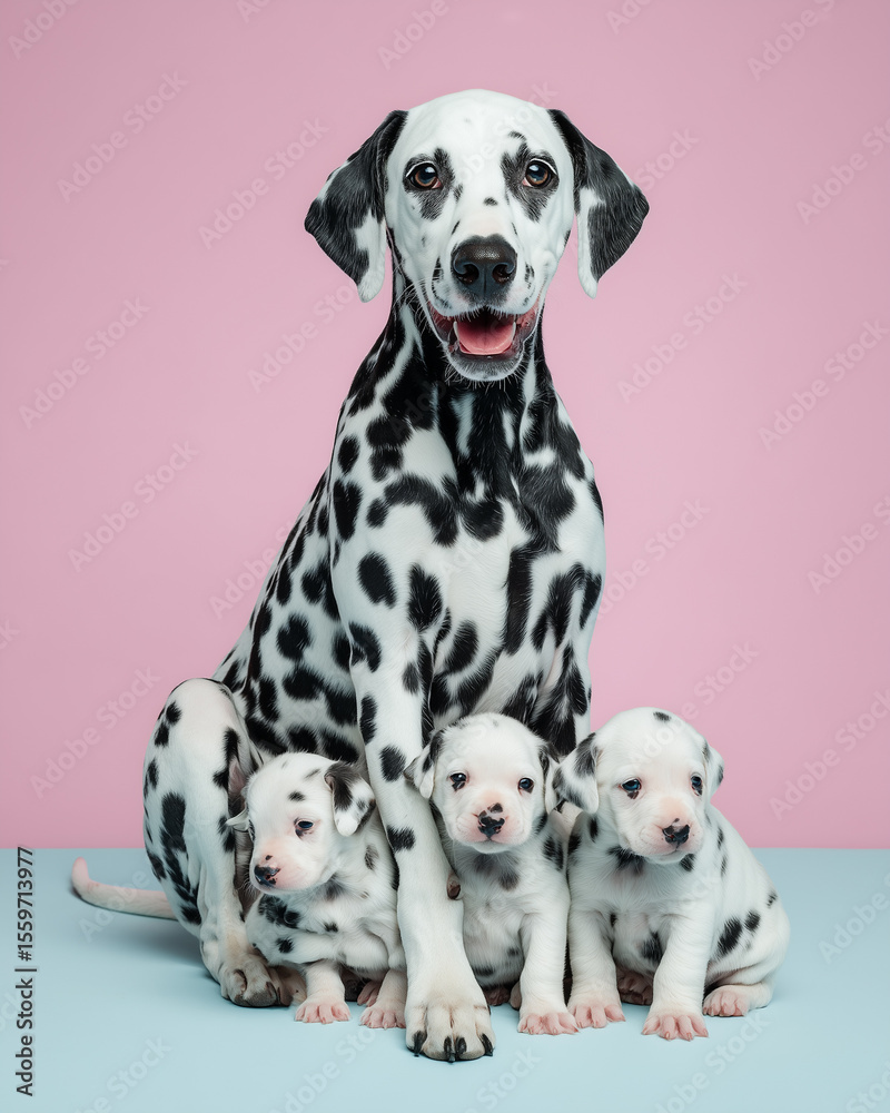 dalmatian mother dog with her puppies dalmatian mother dog with her puppies