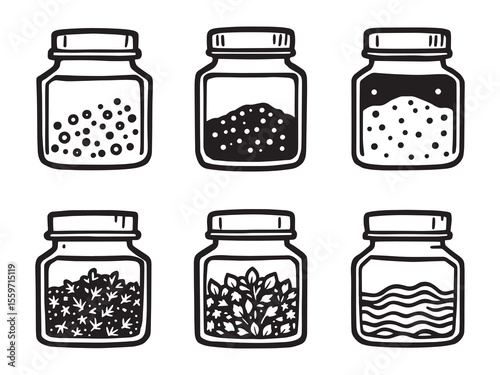 minimalist spice rack line art vector illustration design