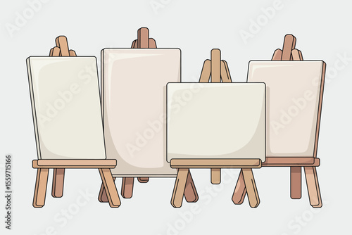 Four Empty Easel Artwork Display