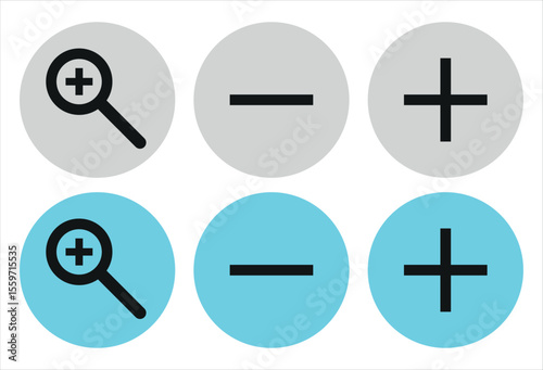Zoom and Control Button Icons – Light and Blue Theme