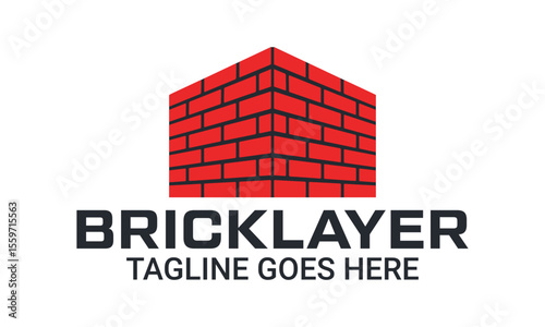 real estate or building company logo. house made of four white bricks Logo design icon vector template
