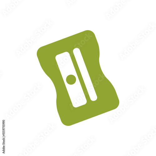 Flat Vector Icon of Green Pencil Sharpener with Curved Design