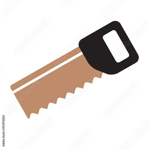 Flat Hand Saw Icon, Carpentry and Woodworking Tool Illustration