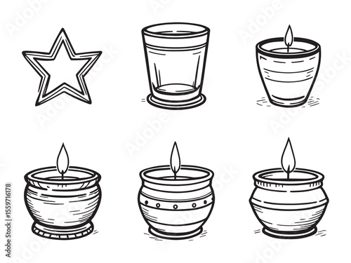 minimalist style vector drawing of votive candle holders