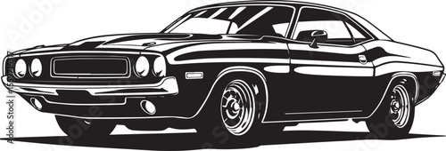 Vintage American Muscle Car Vector Illustration - Classic Challenger