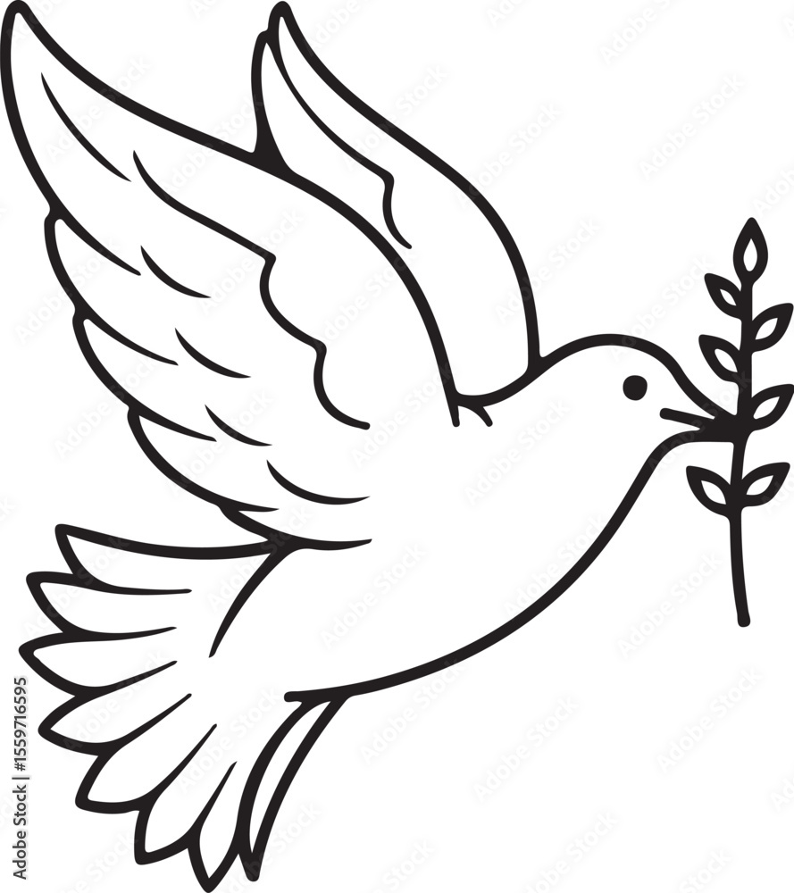 Obraz premium Simple Peace Dove with Olive Branch Vector Icon