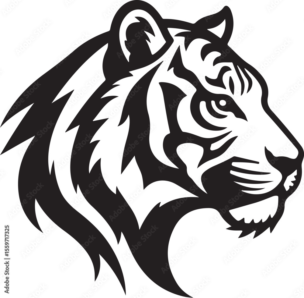 Obraz premium Powerful Tiger Head Side View - Wild Feline Vector Graphic
