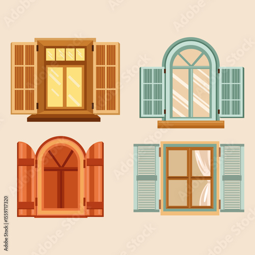 window templates elegant classical flat sketch