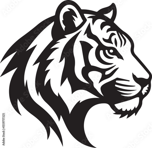 Powerful Tiger Head Side View - Wild Feline Vector Graphic