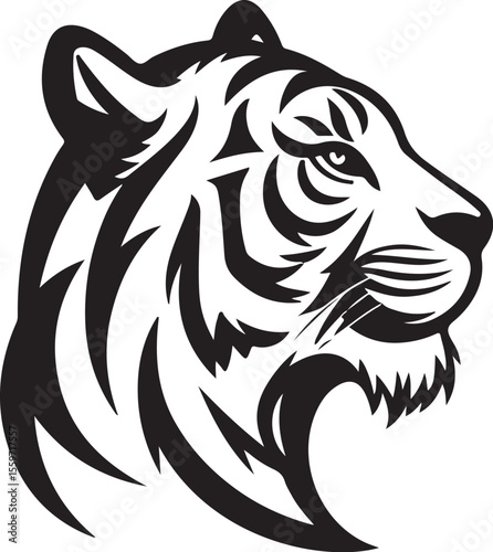 Wallpaper Mural Powerful Tiger Head Side View - Wild Feline Vector Graphic Torontodigital.ca