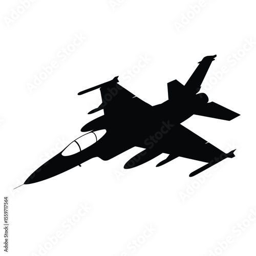 Silhouette of a Modern Fighter Jet Against a White Background