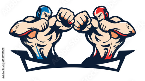Boxer Face-Off – Red vs Blue Fighters in Combat Stance