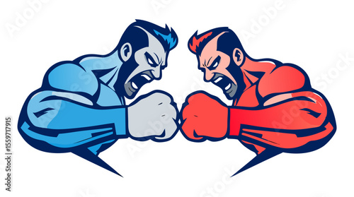 Boxer Face-Off – Red vs Blue Fighters in Combat Stance
