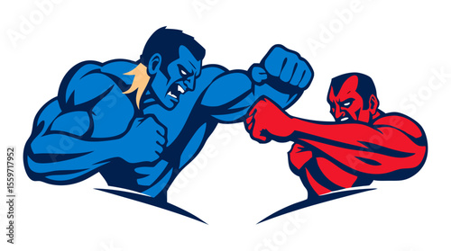 Boxer Face-Off – Red vs Blue Fighters in Combat Stance