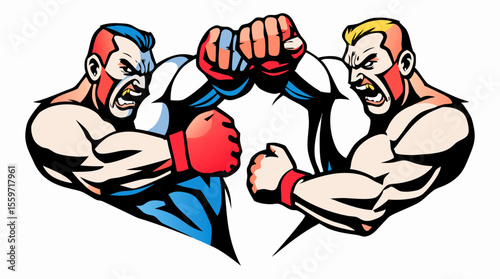 Boxer Face-Off – Red vs Blue Fighters in Combat Stance