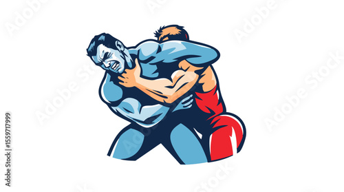 Boxer Face-Off – Red vs Blue Fighters in Combat Stance