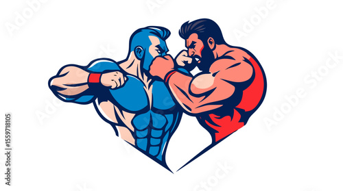 Boxer Face-Off – Red vs Blue Fighters in Combat Stance