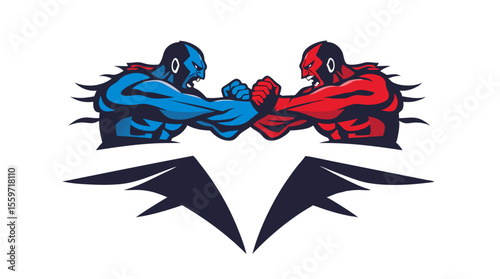 Boxer Face-Off – Red vs Blue Fighters in Combat Stance