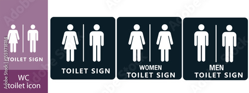 WC icon set. Toilet, restroom, man and woman, bathroom, disabled, dumpster, toilet paper, infant - stock vector.