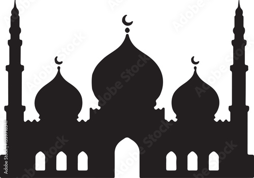 Classic Mosque Silhouette - Islamic House of Worship Vector