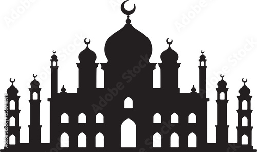 Classic Mosque Silhouette - Islamic House of Worship Vector
