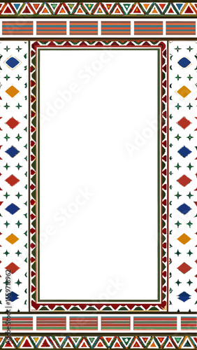 Decorative Geometric Frame with Ethnic Motifs: A captivating display, an artful composition showcasing a geometric framework.