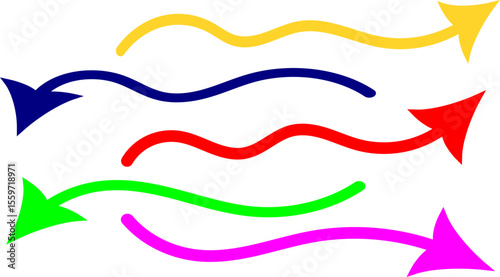 Hand-Drawn Up and Down Arrows in Different Colors – Vector Set for Infographics and Creative Design