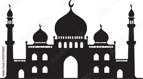 Classic Mosque Silhouette - Islamic House of Worship Vector